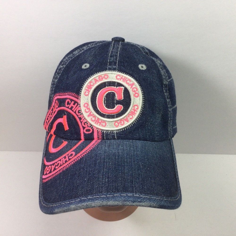 ROBIN RUTH Chicago Womens Designer Hat Logo Khaki Blue Denim Cap Strap Back